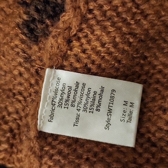 NWOT ELAN Santa Fe Distressed Tie Dye Sweater Copper & Black Medium Wool Mohair - Picture 6 of 6